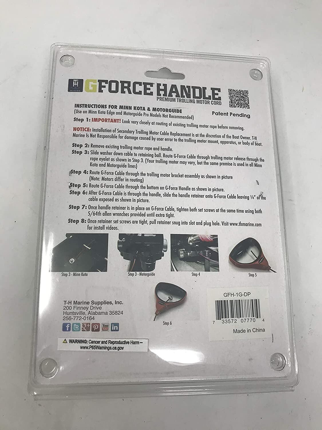 T - H Marine G - Force Trolling Motor Handle & Cable - Black - The Online Fishing Store