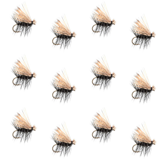 Black Elk Hair Caddis Classic Trout Dry Fly - 12 Flies Size 18