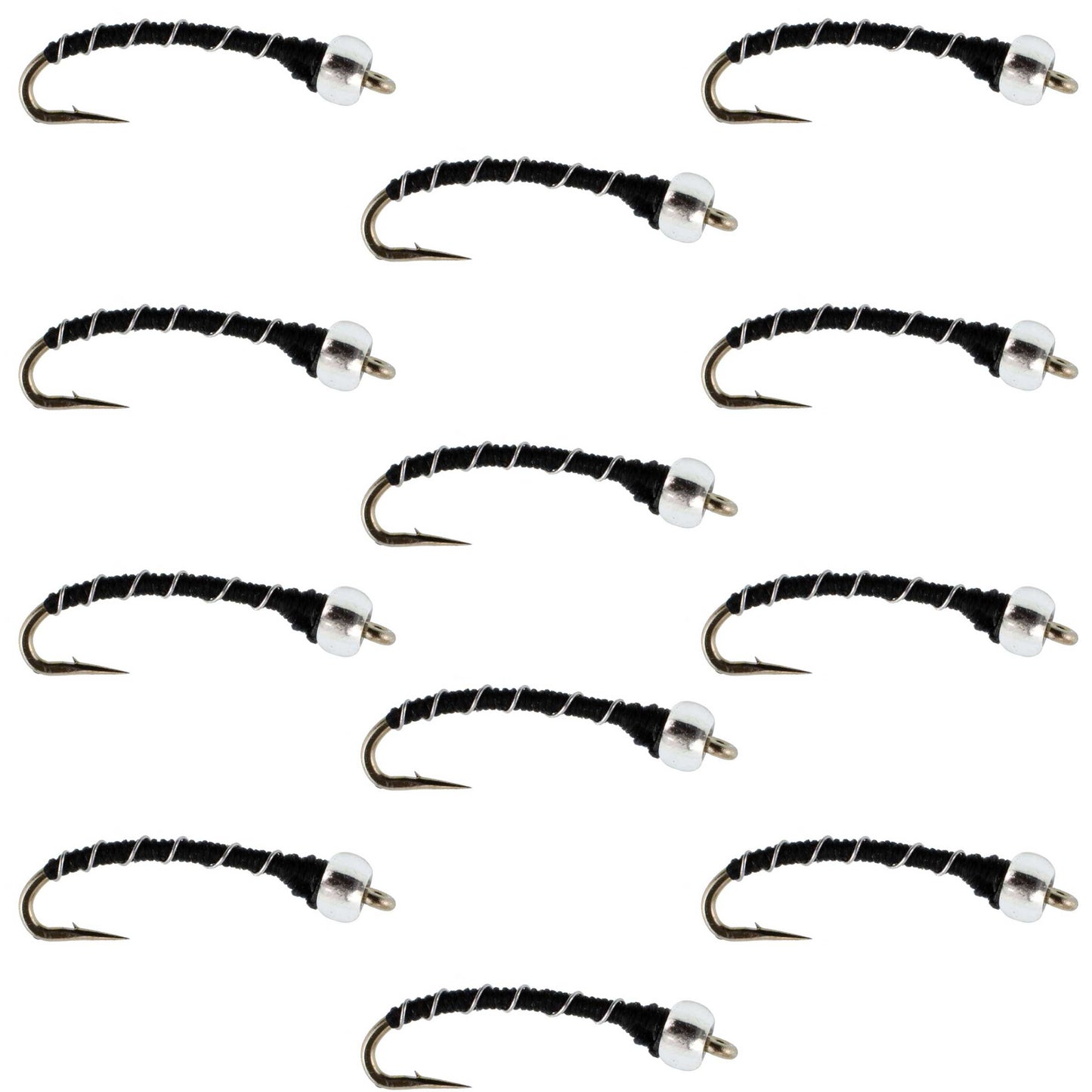 Black Mercury Midge - Glass Bead Head - 12 Flies Size 18