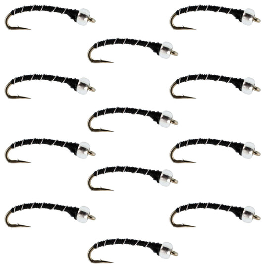 Black Mercury Midge - Glass Bead Head - 12 Flies Size 22