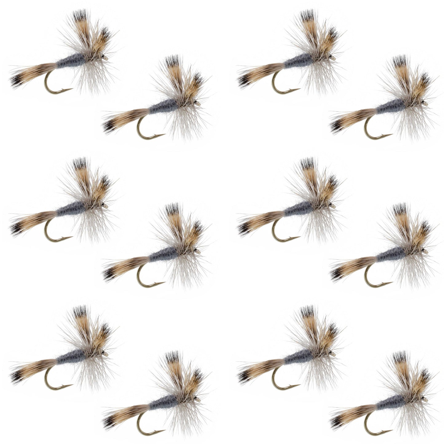 Gray Wulff Classic Trout Dry Fly -12 Flies Hook Size 8