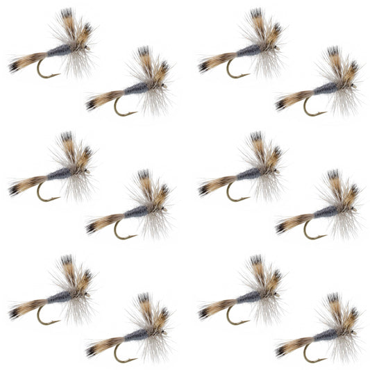 Gray Wulff Classic Trout Dry Fly -12 Flies Hook Size 8