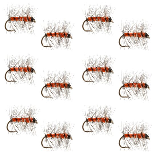 Orange Asher Midge Trout Dry Fly - 12 Flies Size 16