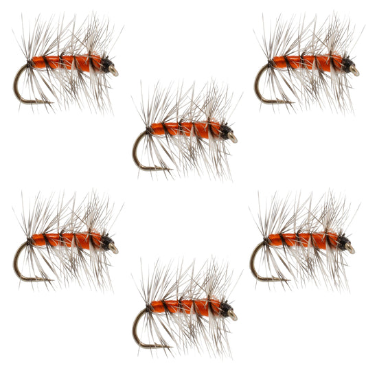 Orange Asher Midge Trout Dry Fly - 6 Flies Size 14