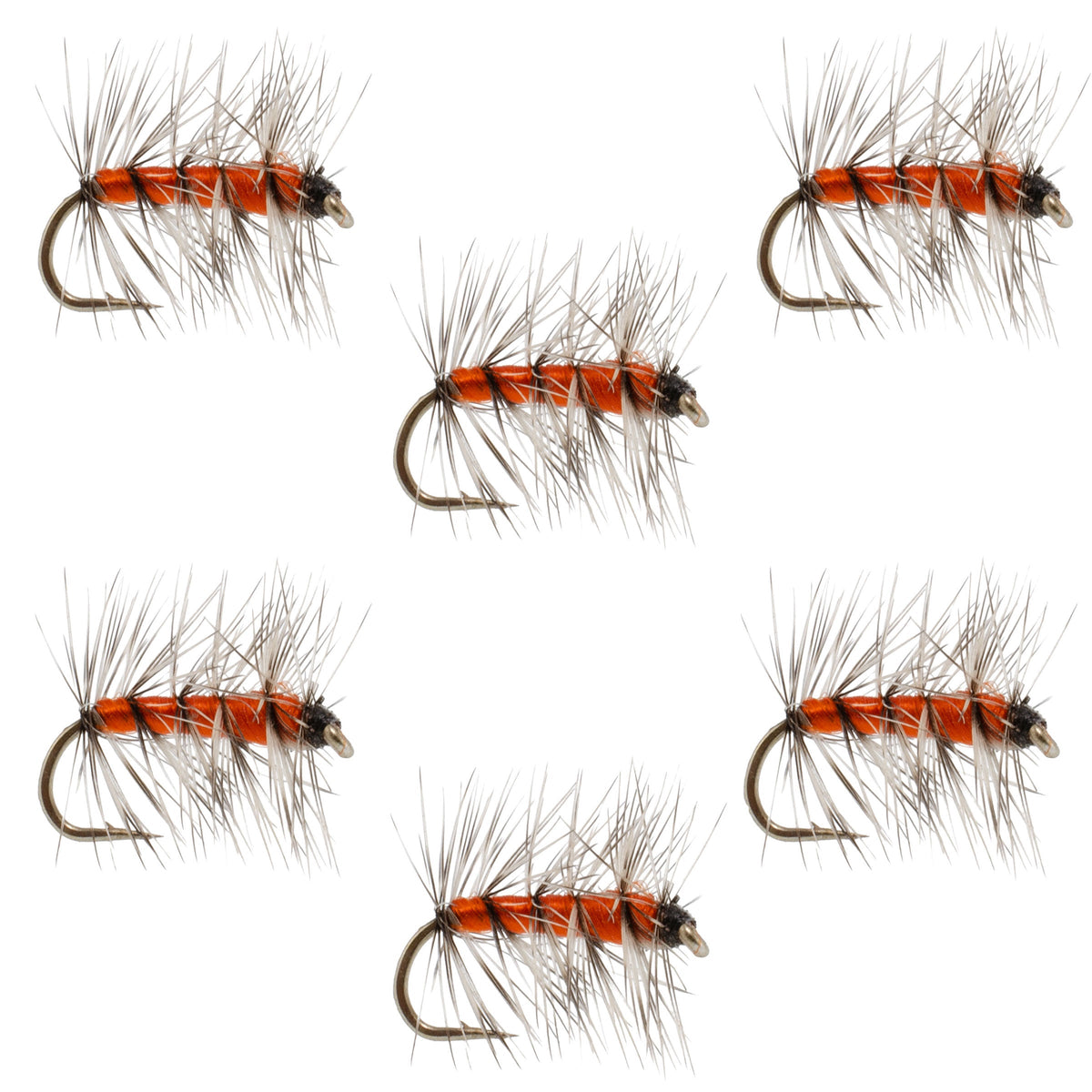 Orange Asher Midge Trout Dry Fly - 6 Flies Size 18