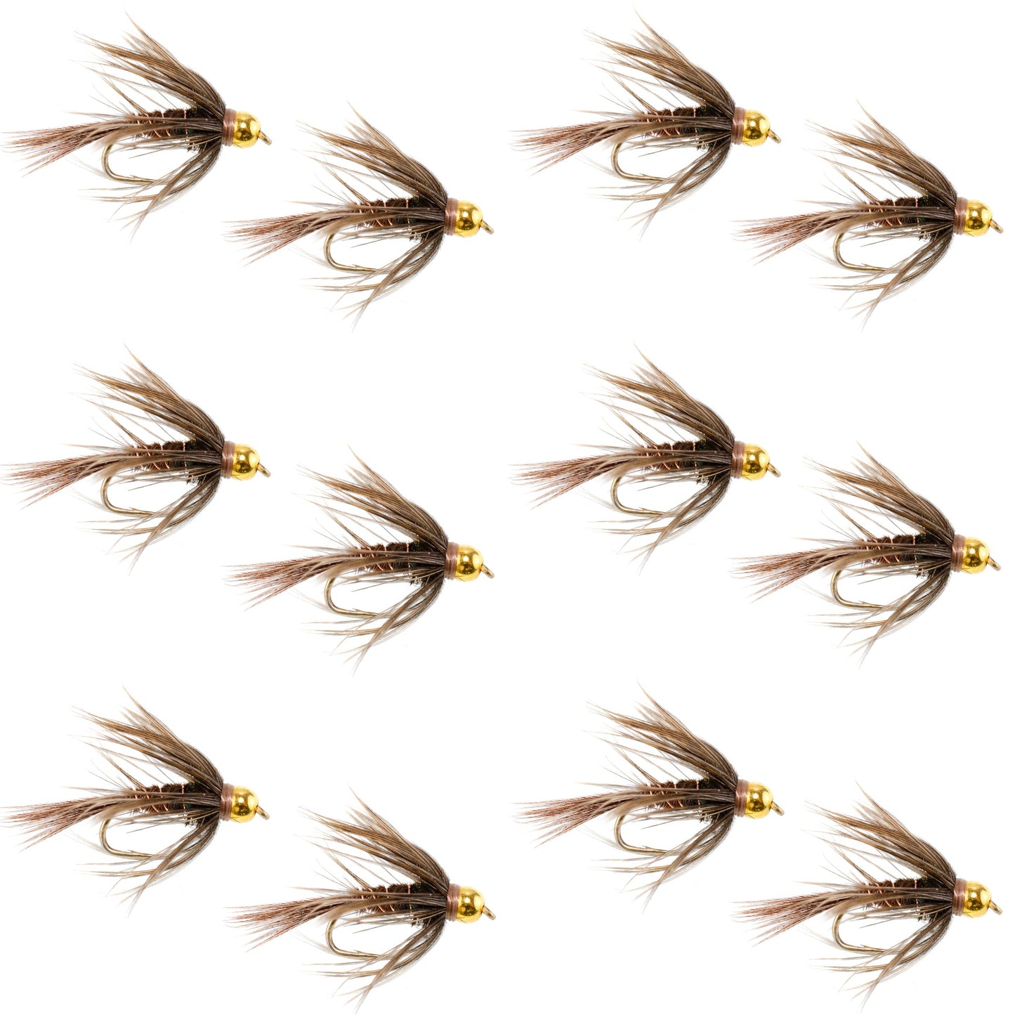 Soft Hackle Bead Head Pheasant Tail Nymph Fly - 12 Flies Size 18