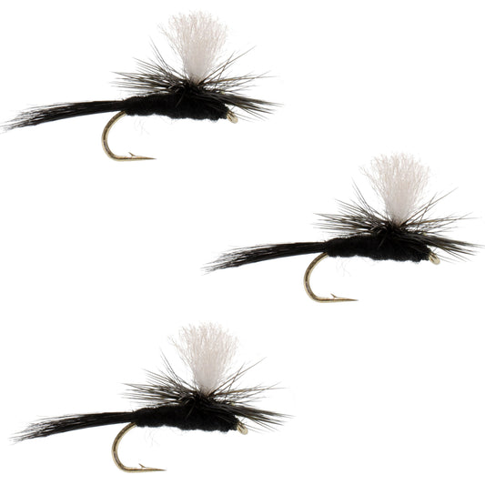 3 Pack Parachute Black Gnat Classic Dry Fly - Size 14
