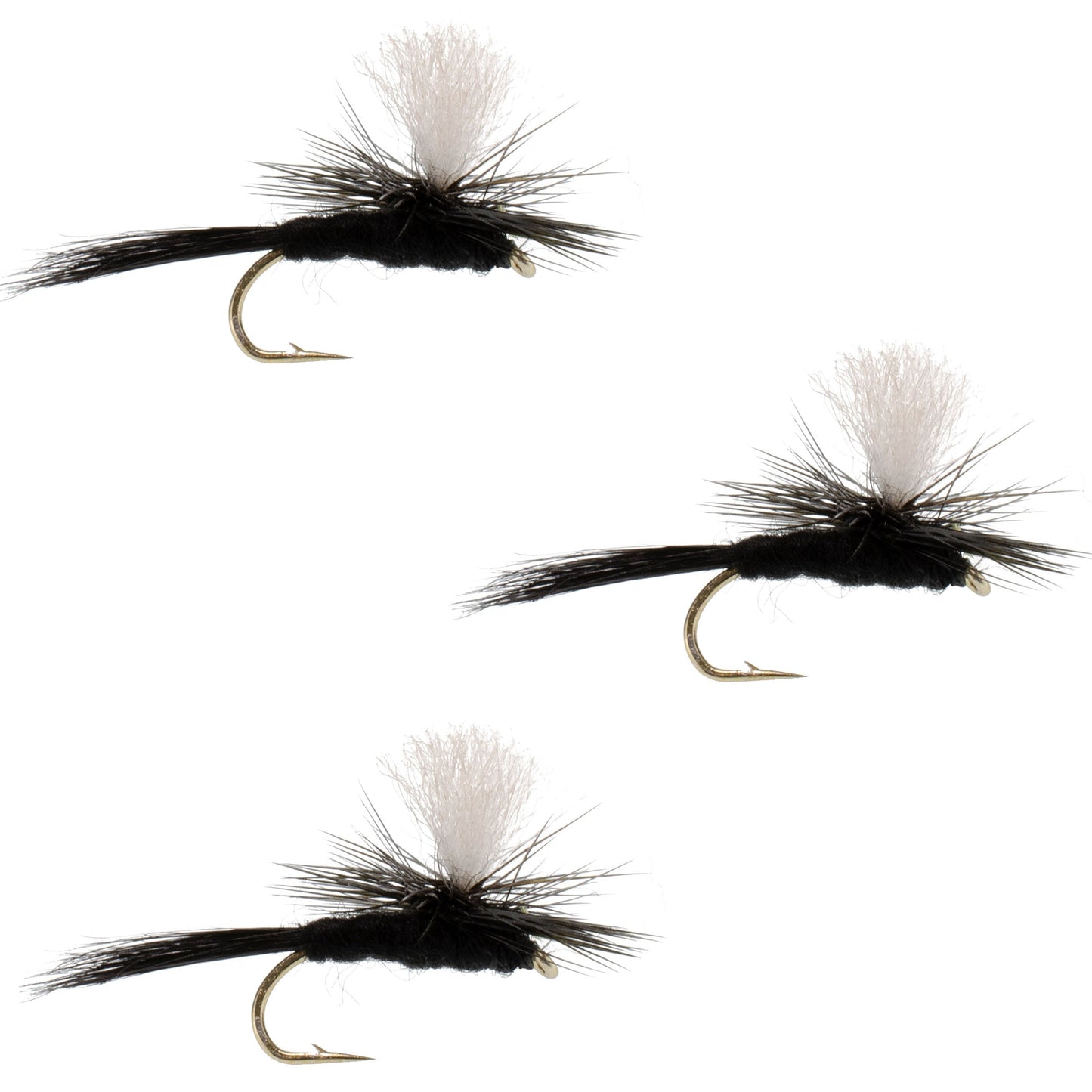 3 Pack Parachute Black Gnat Classic Dry Fly - Size 16