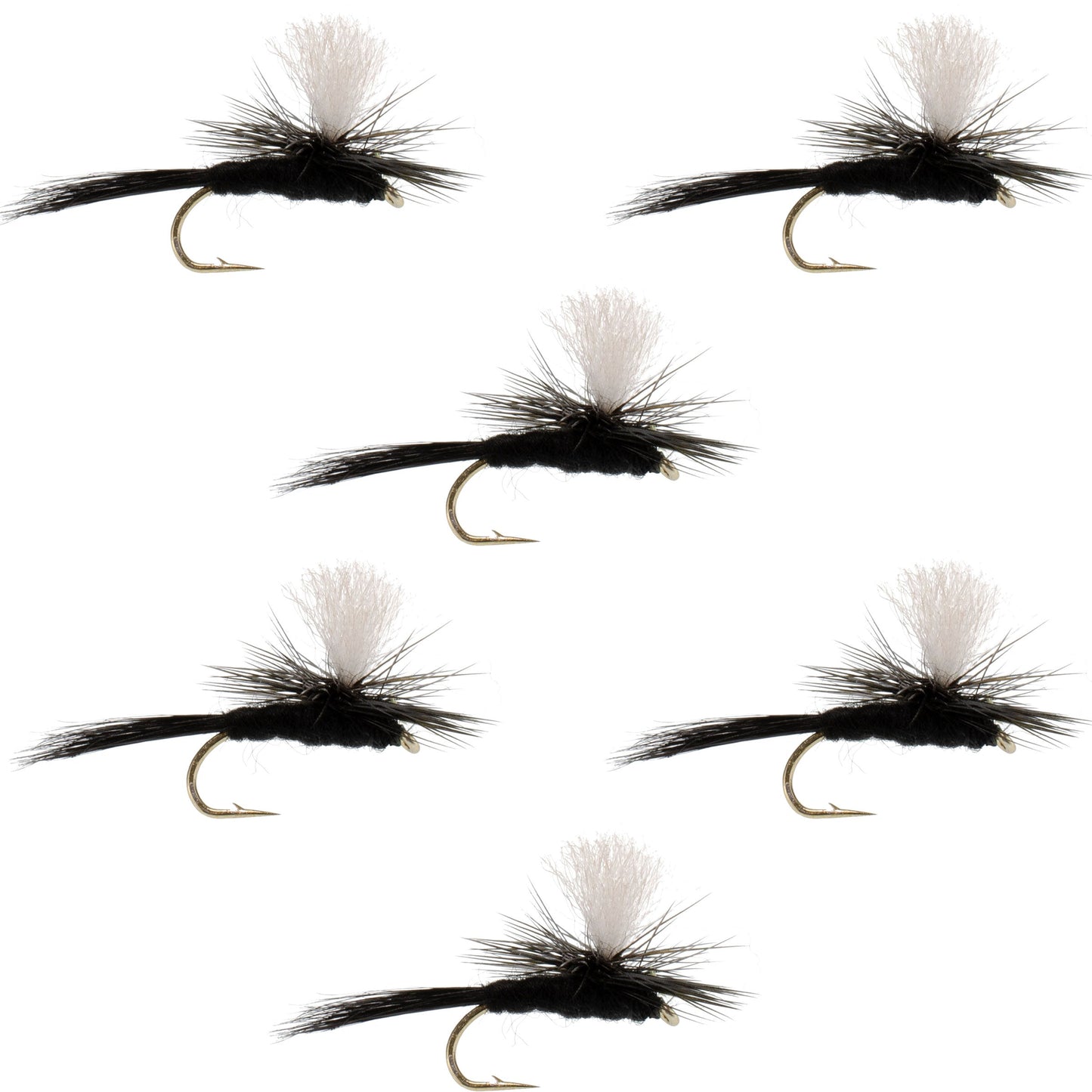 Parachute Black Gnat Classic Dry Fly - 6 Flies Size 14