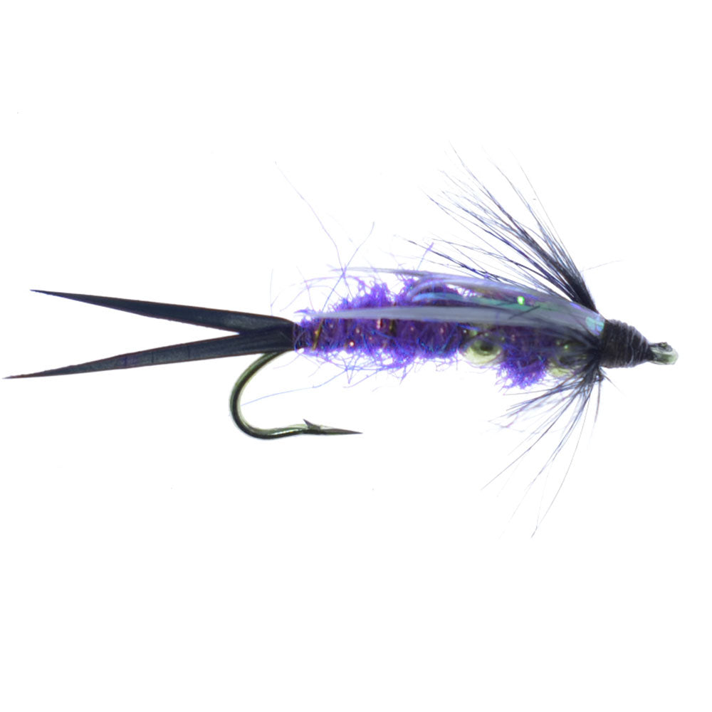 Double Bead Purple Psycho Prince Nymph Fly - 6 Flies Size 14