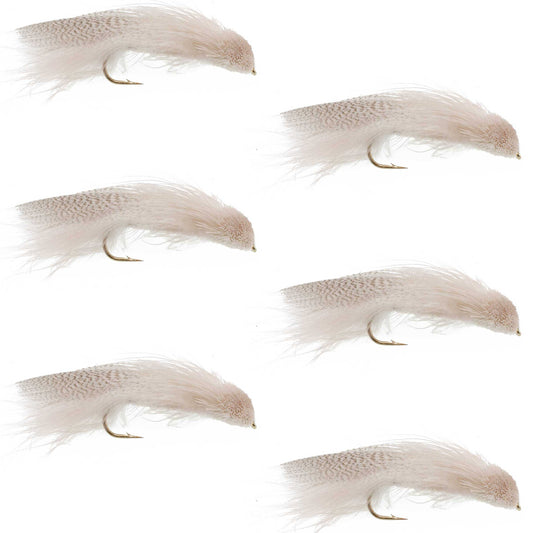 Galloup's Zoo Cougar White Streamer Fly - 6 Flies Size 4