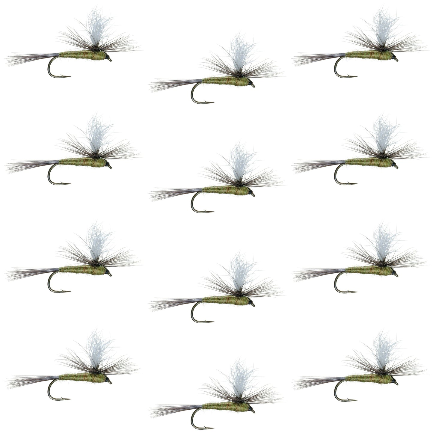 Blue Wing Olive BWO Parachute Dry Fly - 12 Flies Size 14