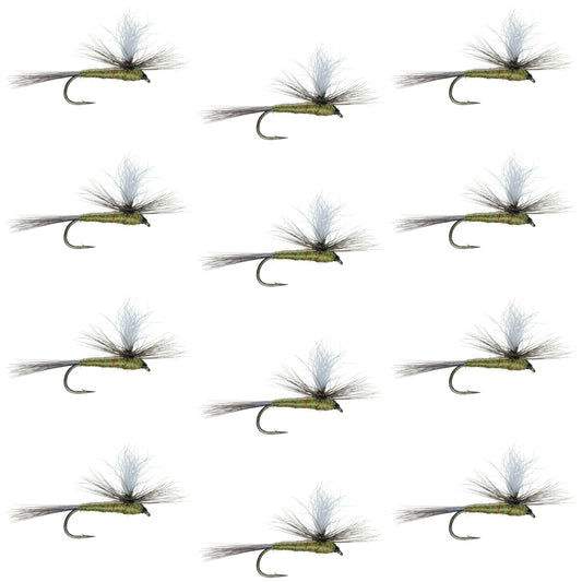 Blue Wing Olive BWO Parachute Dry Fly - 12 Flies Size 16