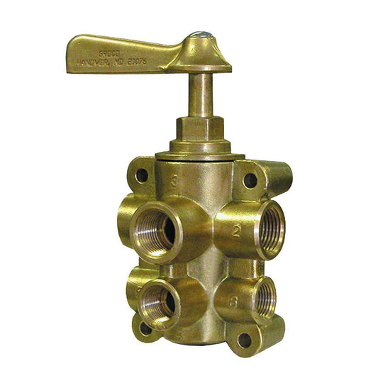 GROCO 6 - Port NPT Bronze Fuel Valve 1/2" Main - 3/8" Return - The Online Fishing Store