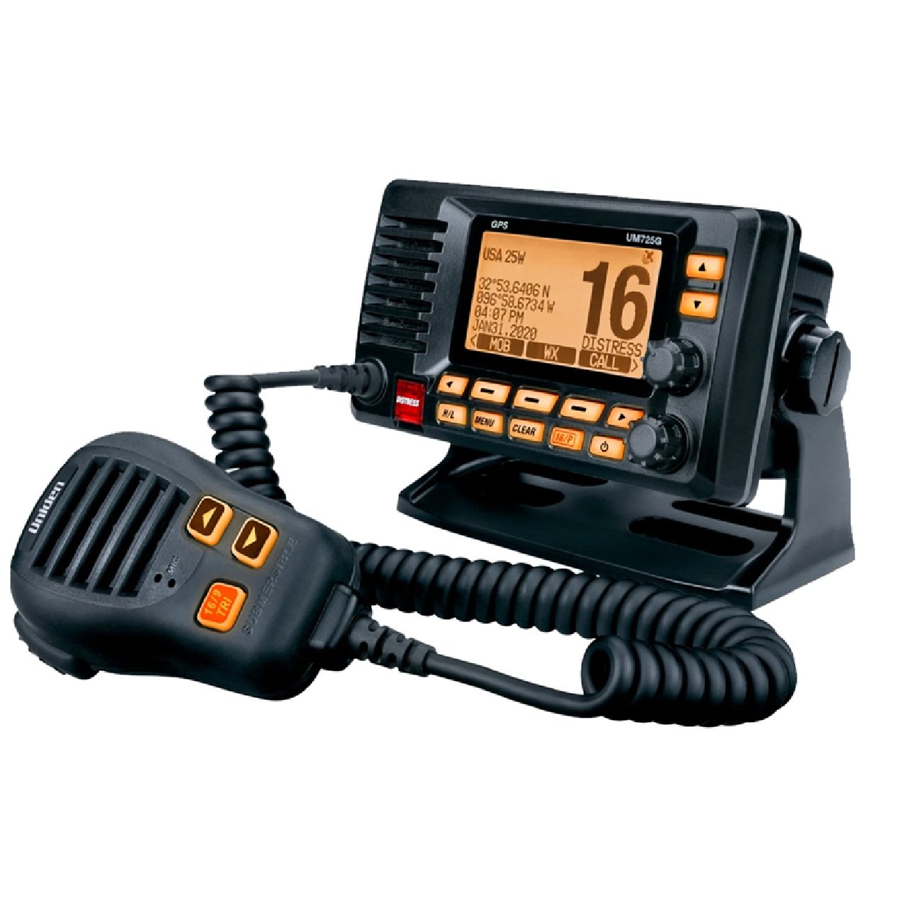 Uniden UM725 Fixed Mount Marine VHF Radio w/GPS - Black