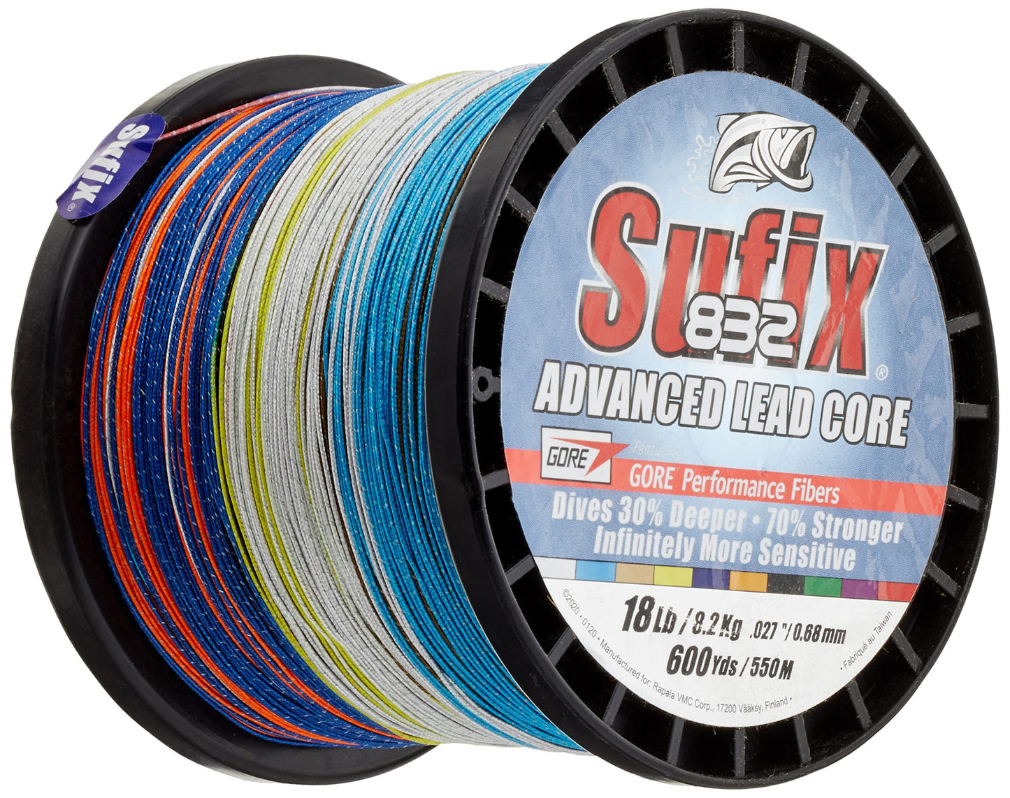 Sufix 832 Advanced Lead Core - 18lb - 10-Color Metered - 600 yds