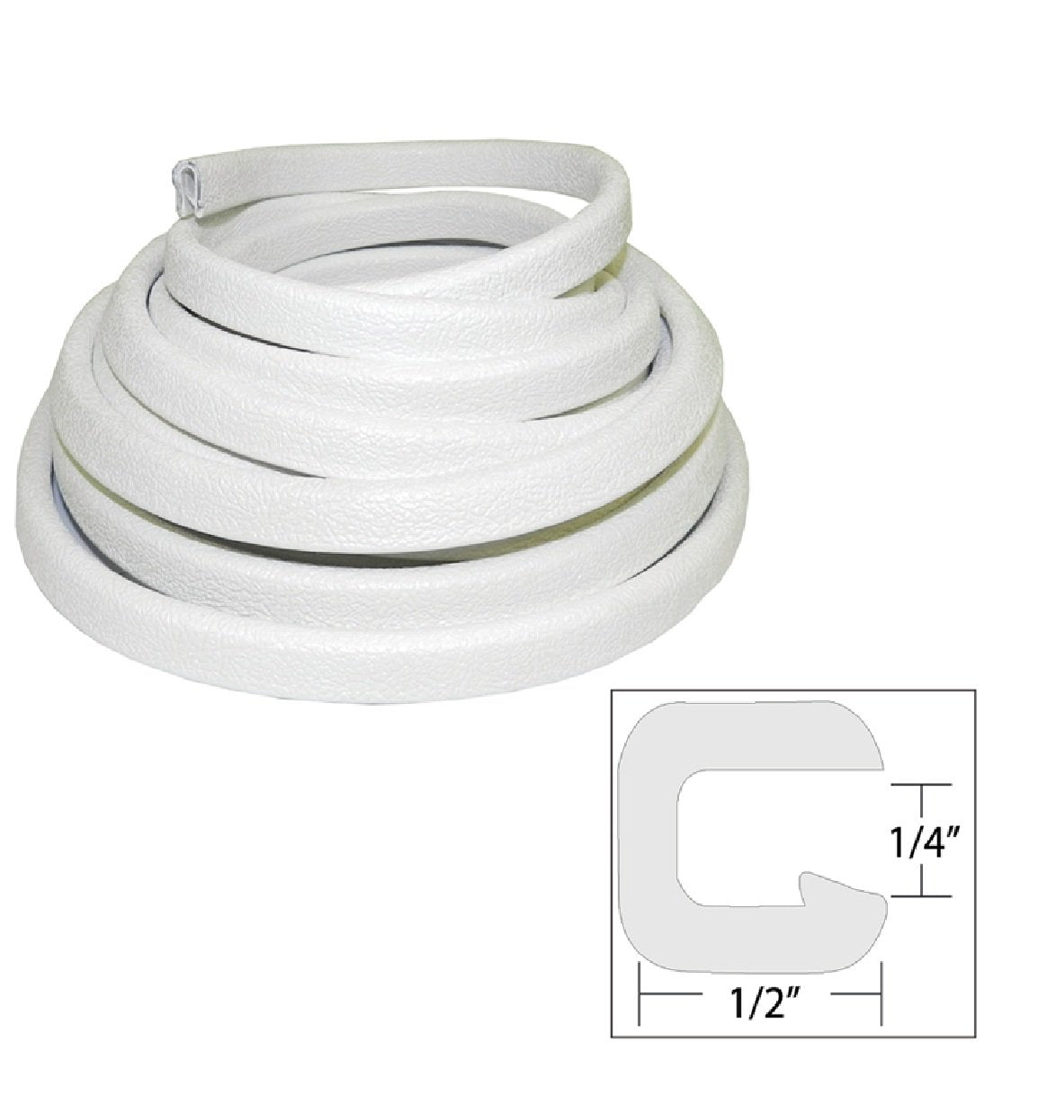 TACO Flexible Vinyl Boat Trim - ¼" Opening x ½"W x 25'L - White