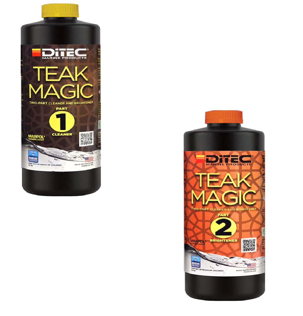 DiTec Teak Magic: Part 1 and 2 Boat Teak Cleaner-Combo 32oz