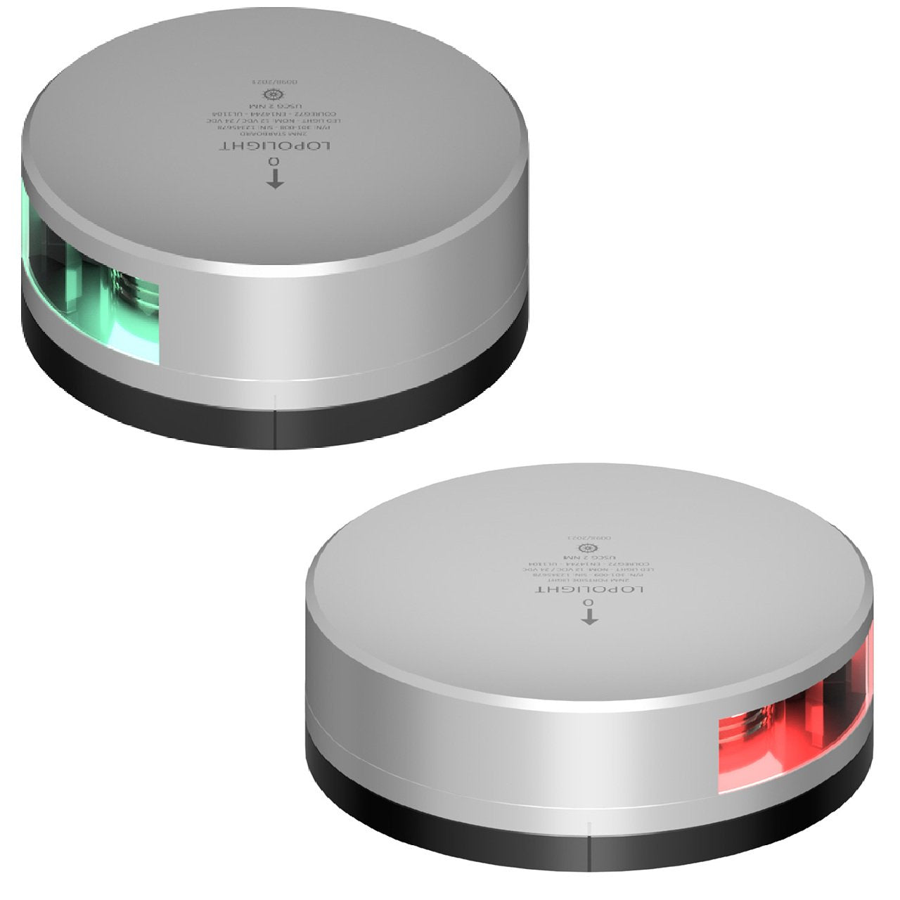 Lopolight Red/Green Combo Nav Light - 2NM - Silver Housing w/FB Base
