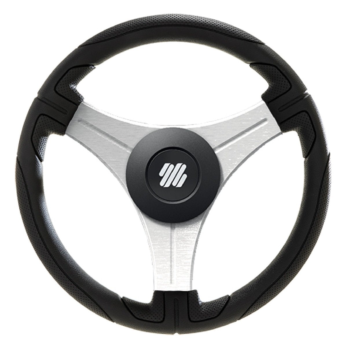 Uflex Ustica 13" Boat Steering Wheel - Black - w/Silver Spokes & X62 Hub