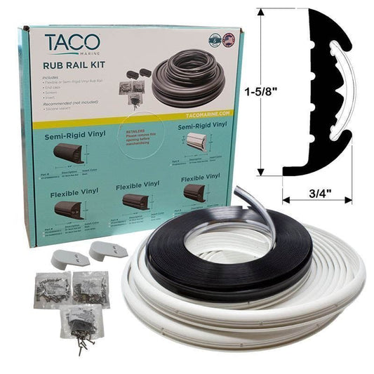 TACO Semi-Rigid Rub Rail Kit - White w/Flex Chrome Insert - 70'