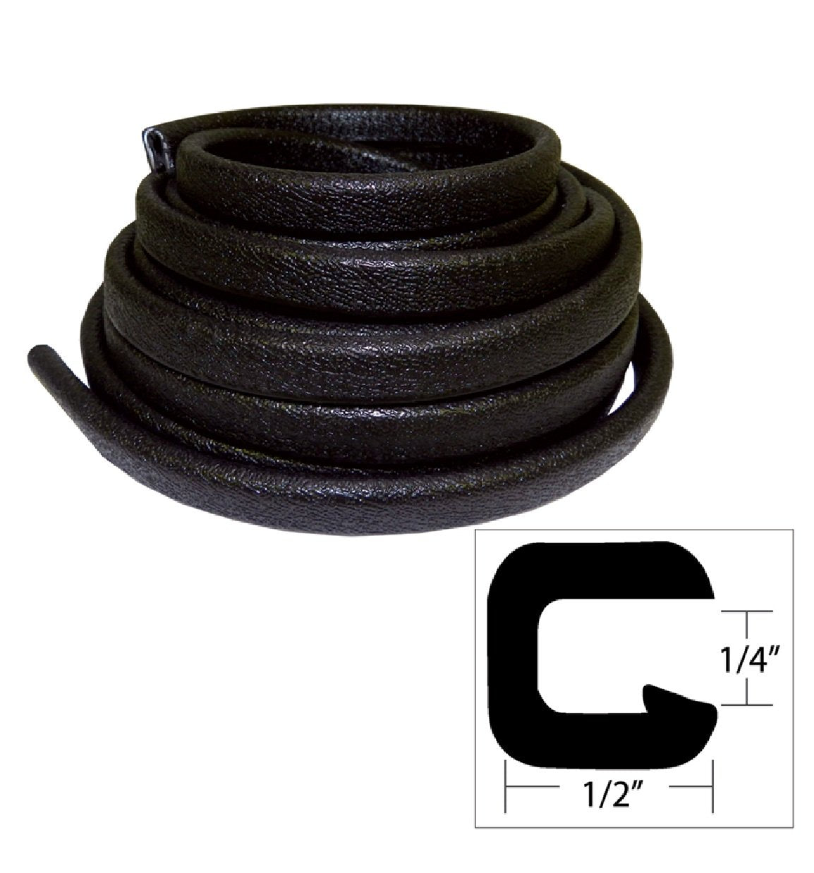 TACO Flexible Vinyl Trim - ¼" Opening x ½"W x 25'L - Black