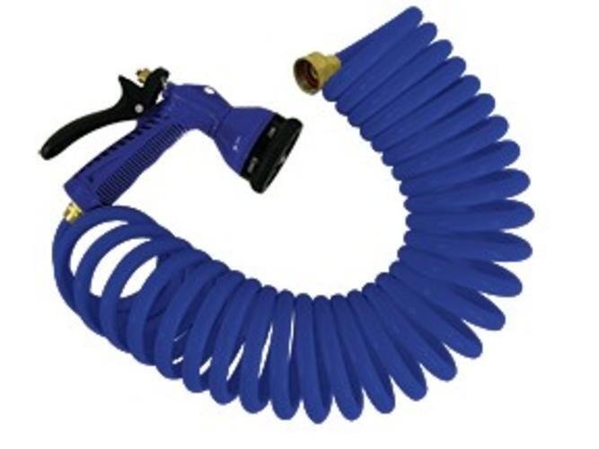 Whitecap 15' Blue Coiled Hose w/Adjustable Nozzle