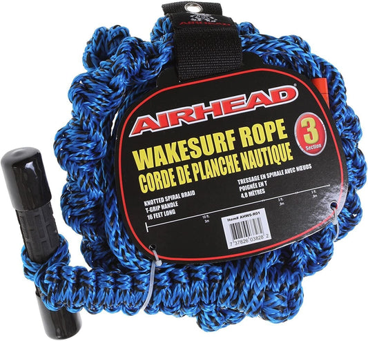 Airhead Spiral Braid Wakesurf Rope, 3 Sections, 16-Feet