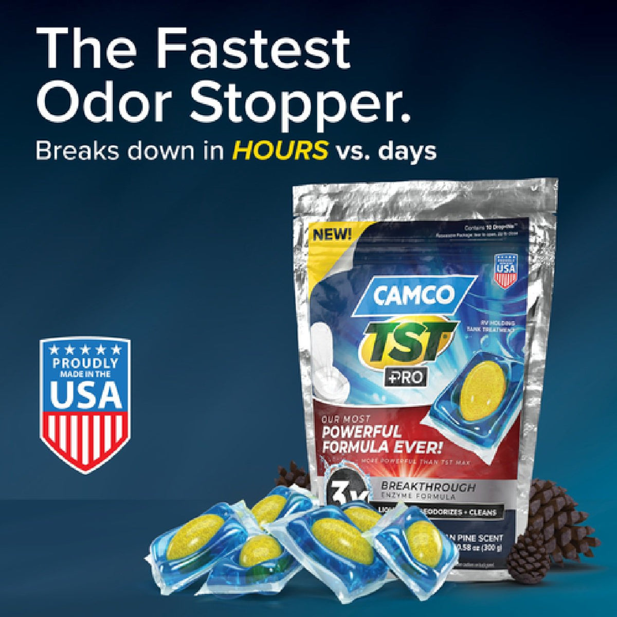 Camco TST Pro RV Holding Tank Treatment Drop-Ins - American Pine *10-Pack