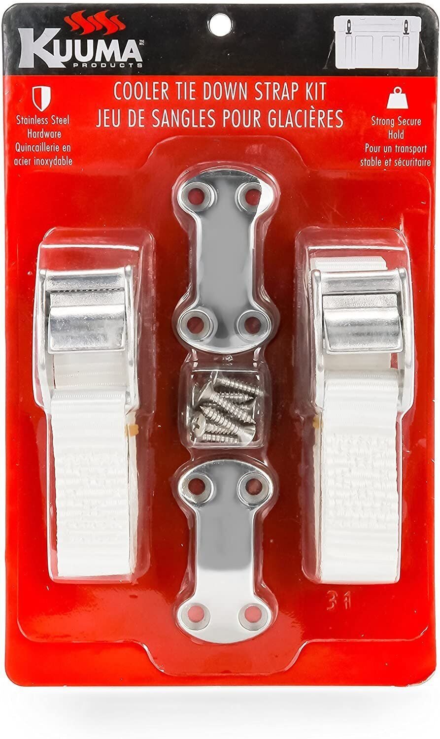Kuuma Cooler Tie Down Strap Kit -W/ Straps, Mounting Bracket, and Screws