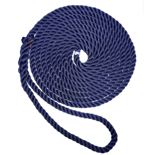 New England Ropes 3/8" X 25' Premium Nylon 3 Strand Dock Line - Navy Blue