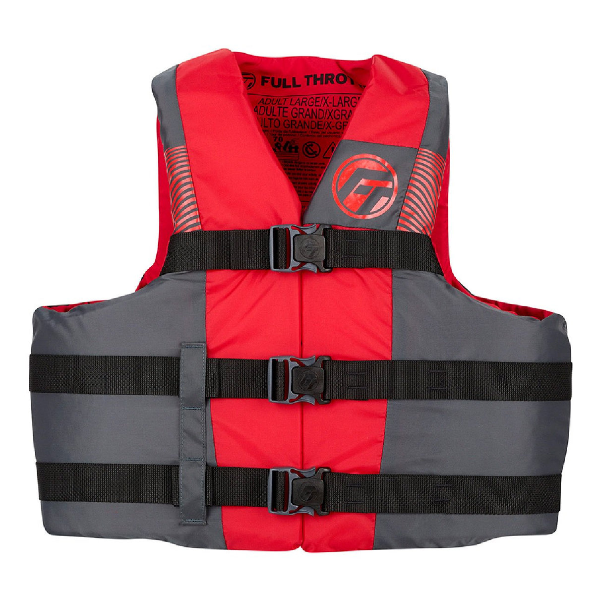 Full Throttle Adult Nylon Life Jacket - S/M- Black/Red