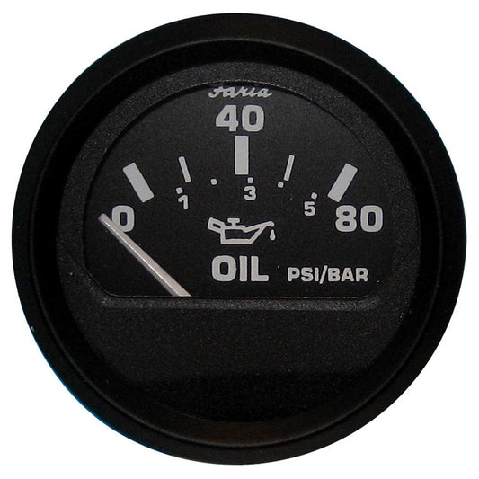 Faria Euro Black 2" Oil Pressure Gauge (80 PSI)