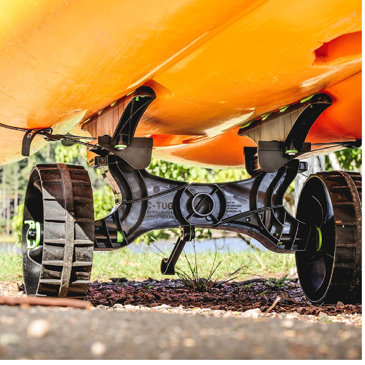 RAILBLAZA C-Tug R w/Kiwi Kayak/Canoe Cart Puncture Free Wheels