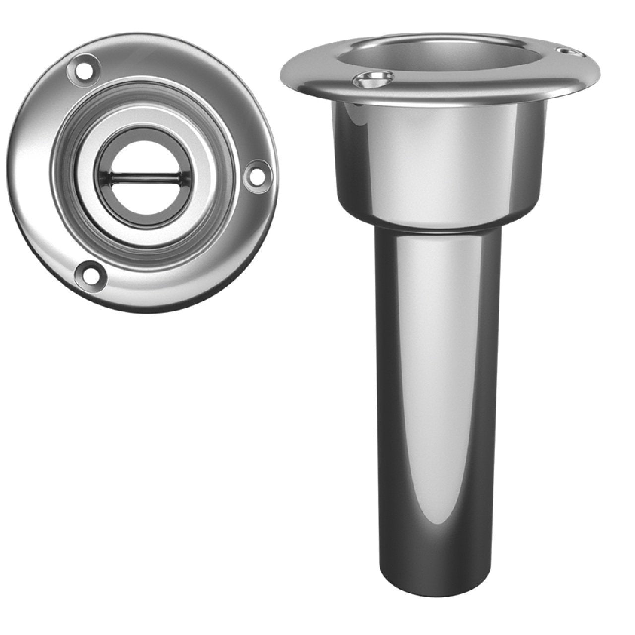 Mate Series Stainless Steel 0° Fishing Rod & Cup Holder - Open - Round Top