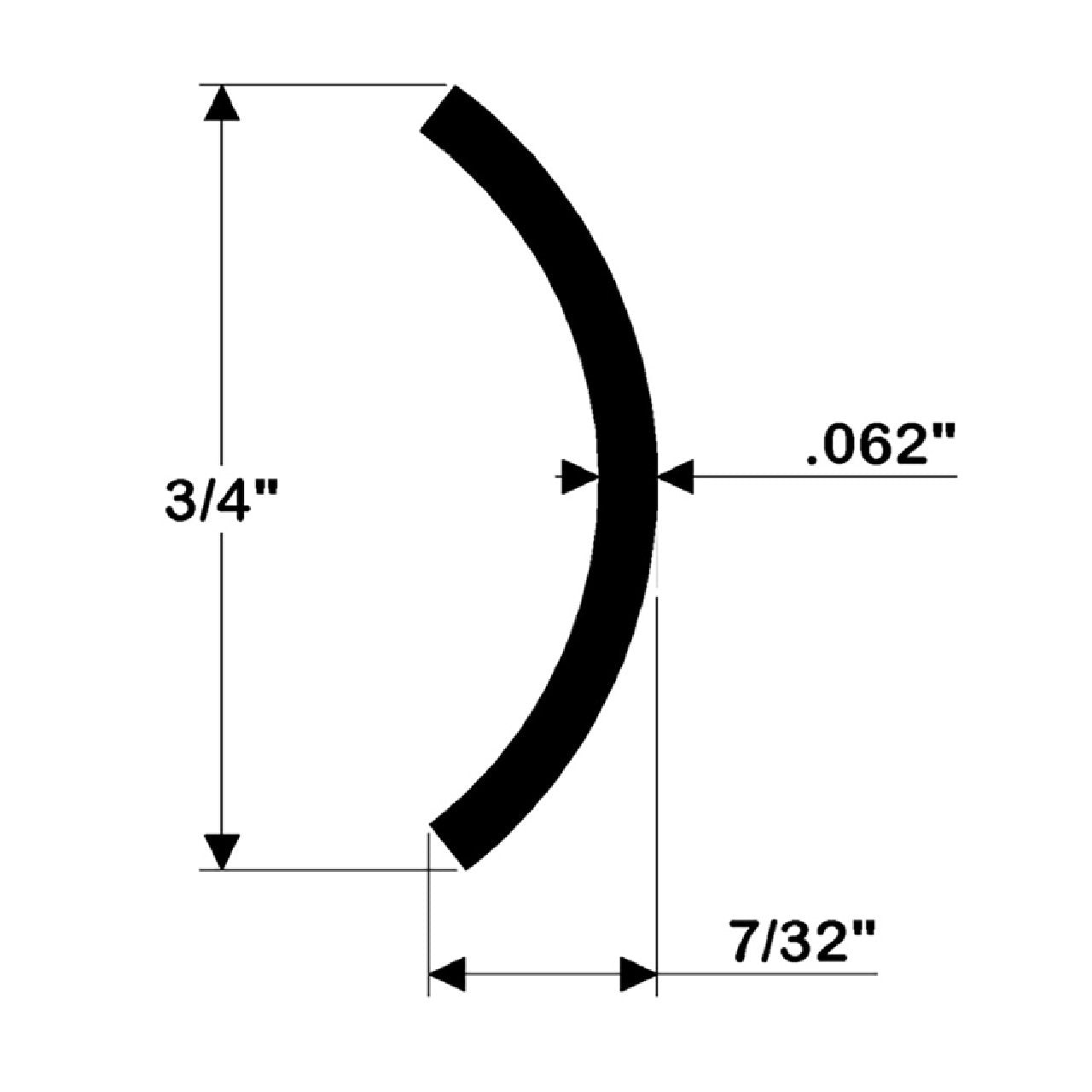 TACO Hollow Back 304 Stainless Steel Rub Rail Insert 3/4" x 6'