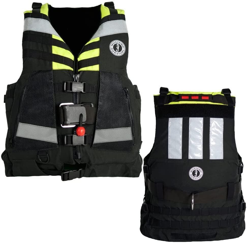 Mustang Swift Water Rescue Life Vest - Fluorescent Yellow Green Black