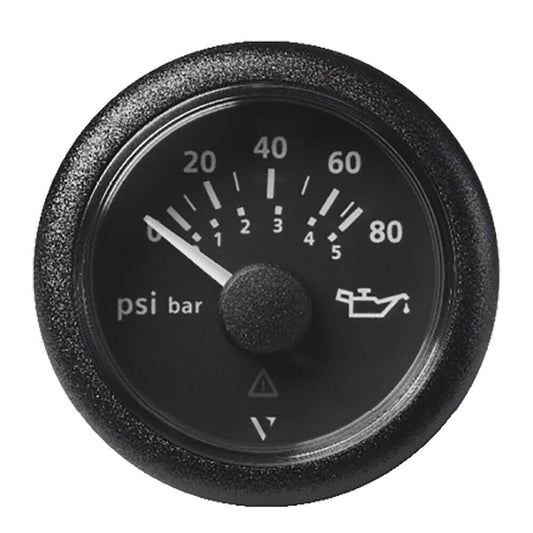 Veratron 52MM (2-1/16") ViewLine Oil Pressure Gauge 80 PSI/5 Bar - Black Dial
