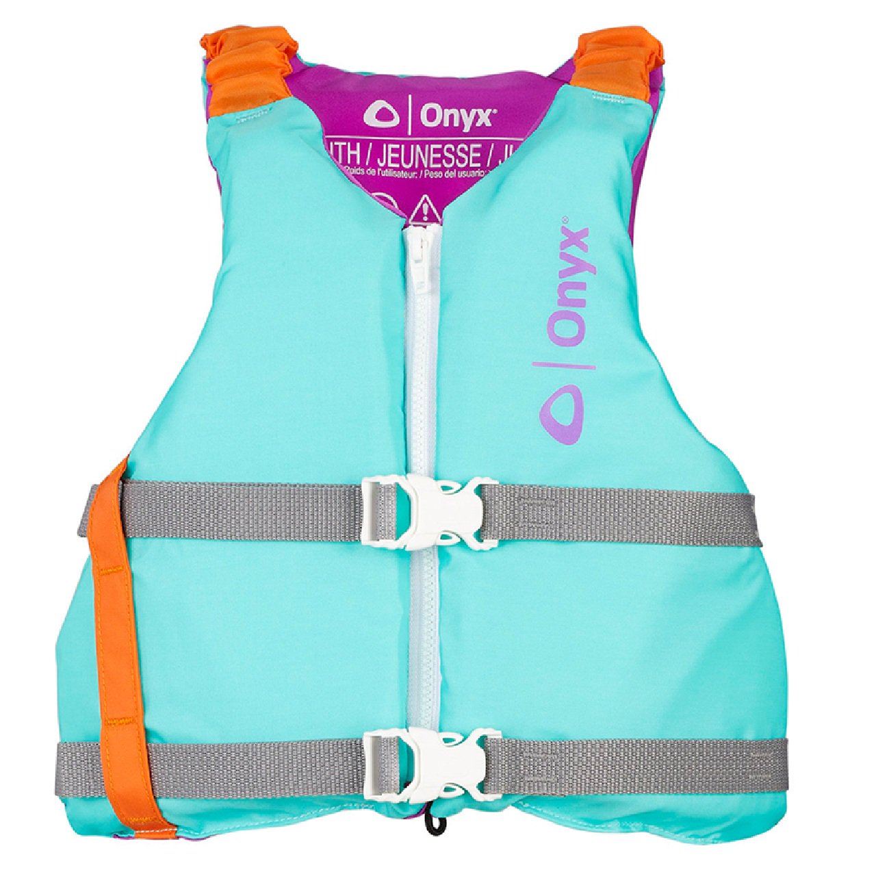 Onyx Youth Paddle Life Jacket Aqua PFD fits youth 55-88 lbs (121900-505-002-21)
