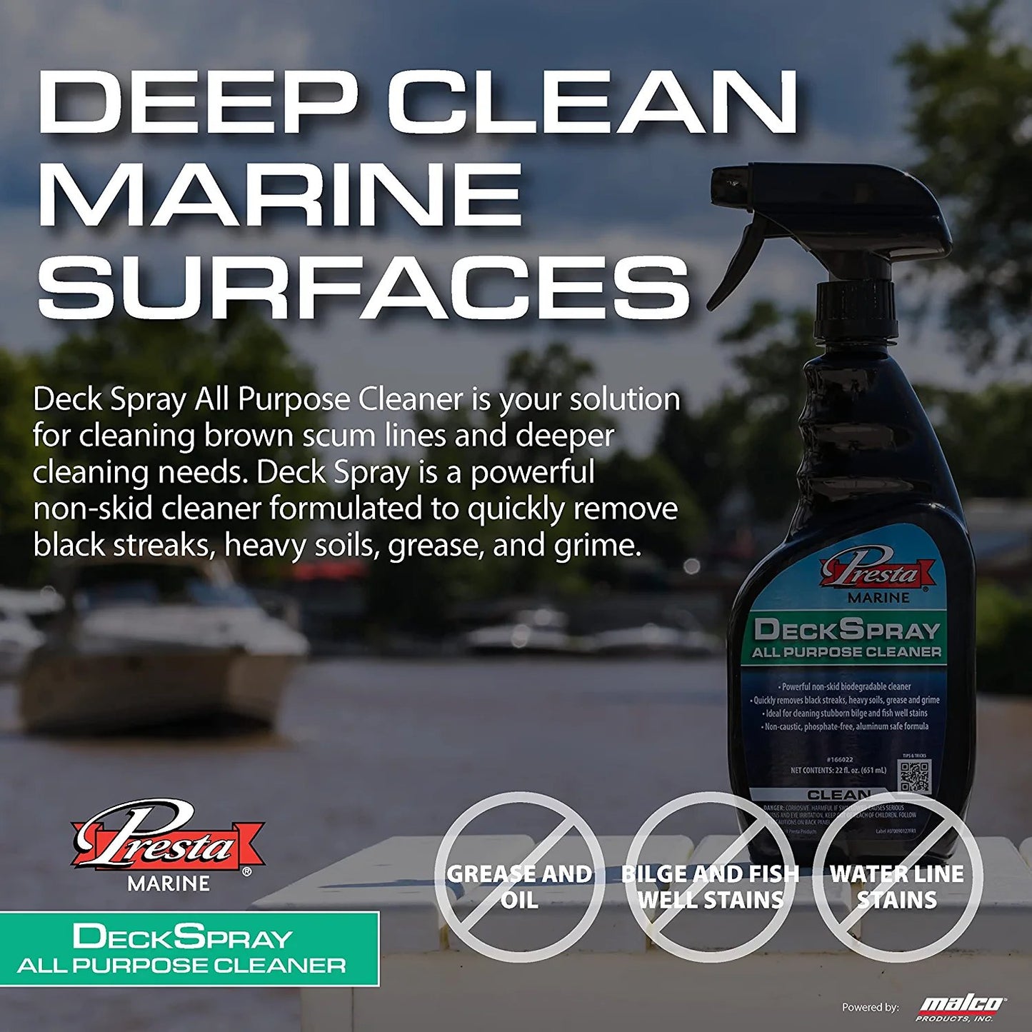 Presta Deck Spray All Purpose Cleaner - Powerful, Non-Skid Biodegradable Cleaner