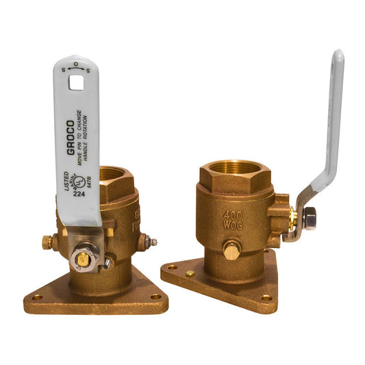 GROCO 1-1/2" Bronze Tri-Flanged Boat Plumbing Ball Valve/Seacock