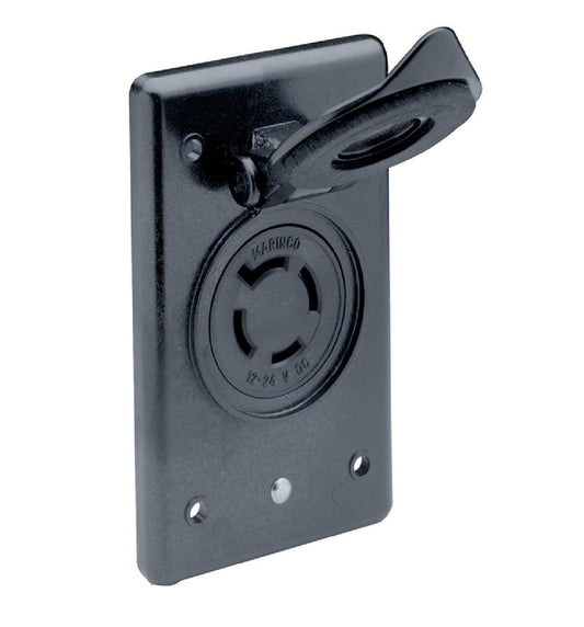 Marinco 12/24V Shore Power Receptacle w/Flip Lid-Black