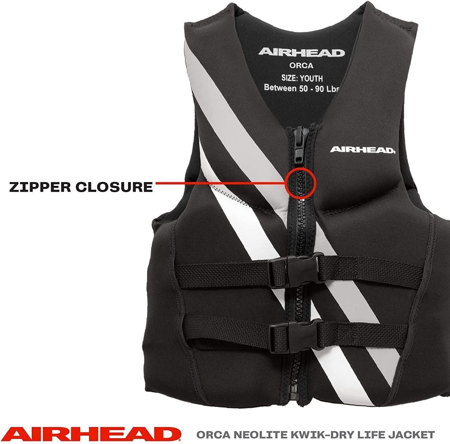 Airhead Orca Life Jacket/ Life Vest Soft Kwik-Dry Neolite Material