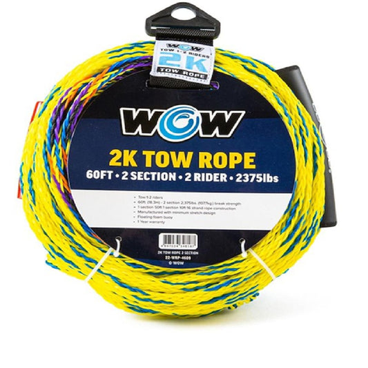 WOW Watersports 2K 60 Foot Towable Tow Rope with 2375 lb Tensile Strength