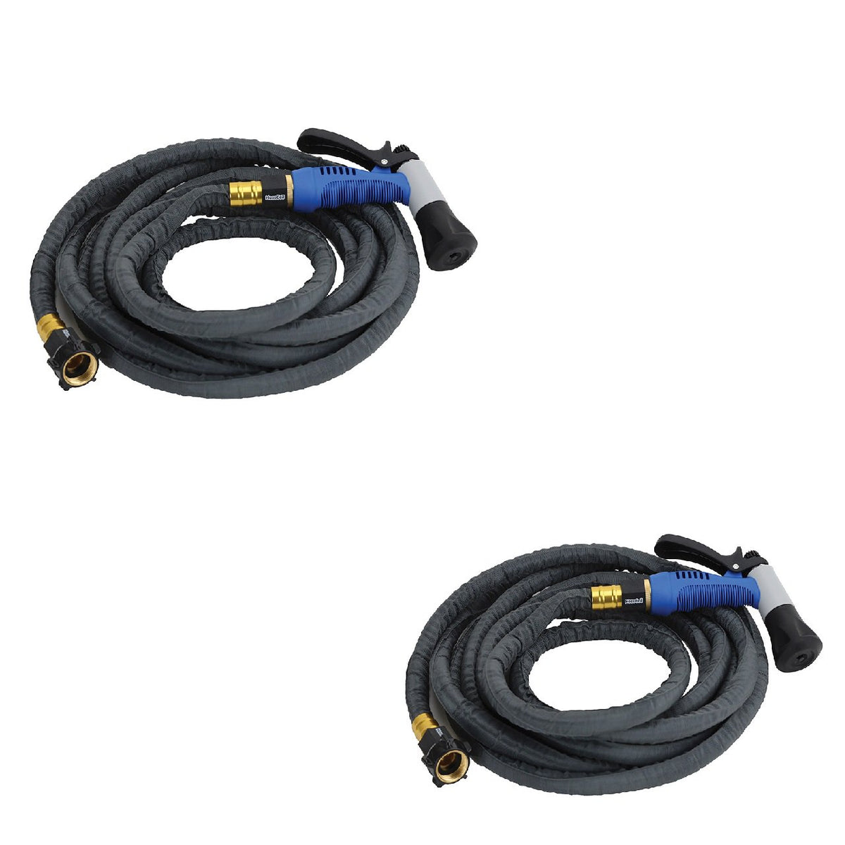 Hosecoil 20' Stainless Steel PRO Hose Kit with Boat Bumper Plastic Body Nozzle (2 Pack)