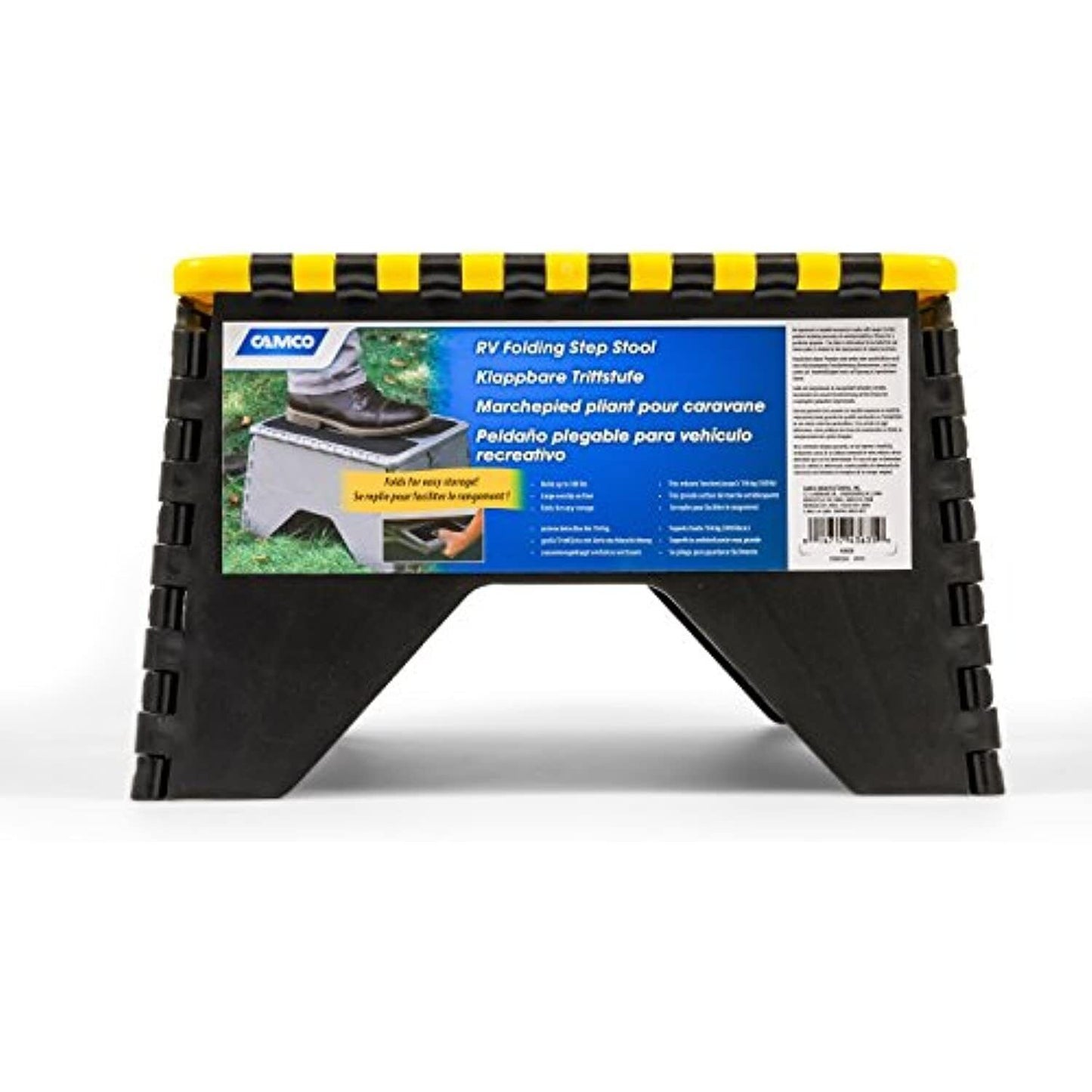 Camco 43637 Non Skid RV Folding Step Stool - Yellow/Black