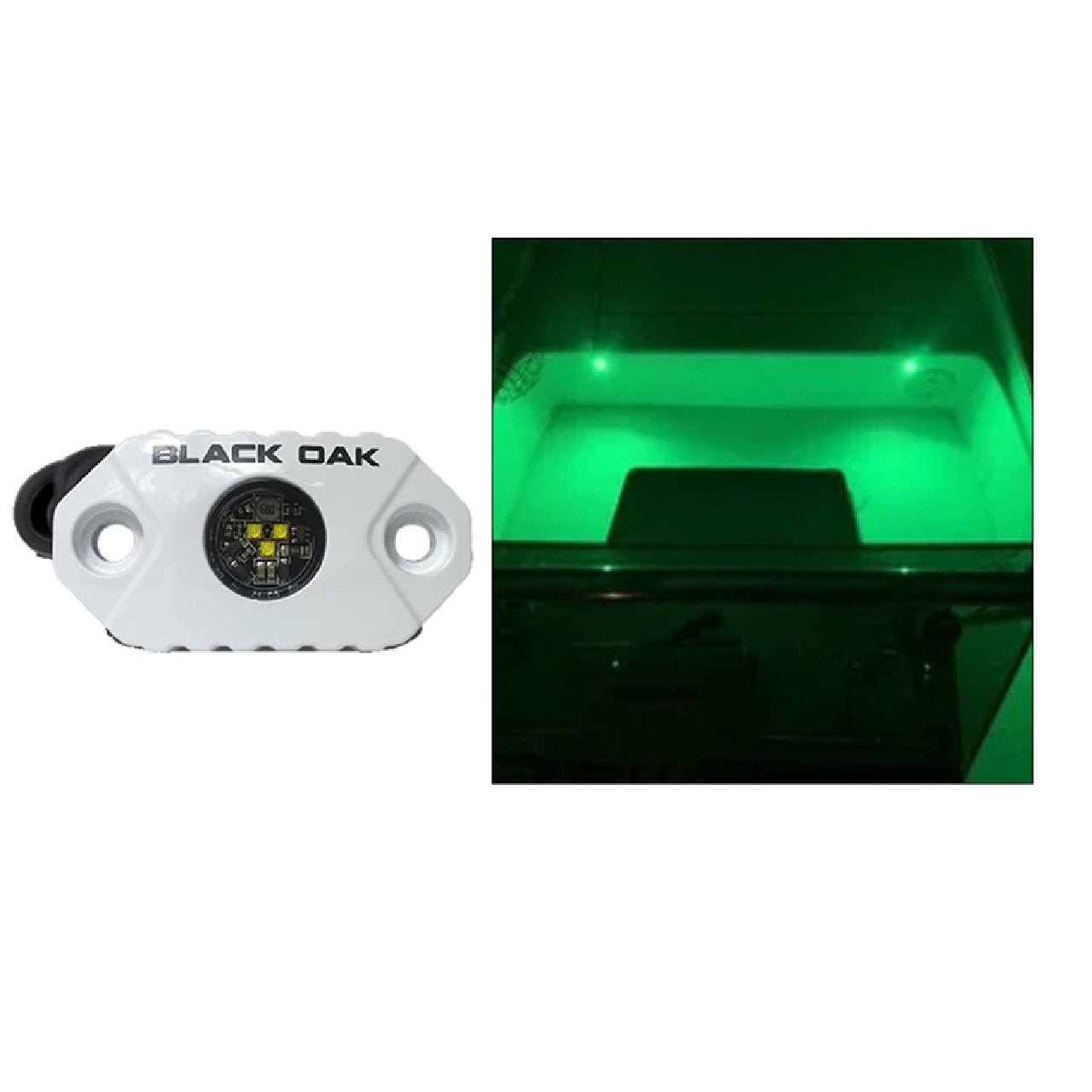 Black Oak Rock Boat Accent Light - Green LEDs - White Housing