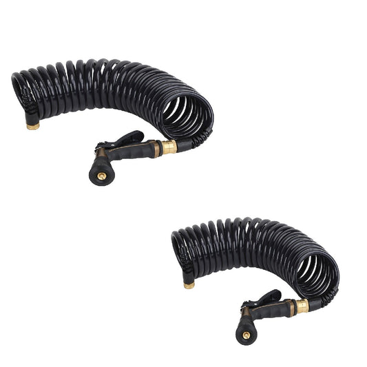 Hosecoil Commercial Pilot PRO 25' Hose Kit with Boat Bumper Nozzle (2 Pack)