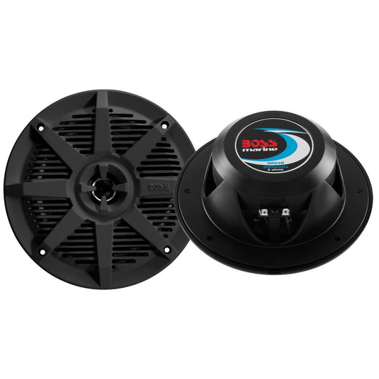 BOSS Audio Systems MR62B 6.5 Inch Marine Stereo Speakers - 200 Watts Max, 2 Way, Full Range Audio, Tweeters, Coaxial, Weatherproof, Sold in Pairs