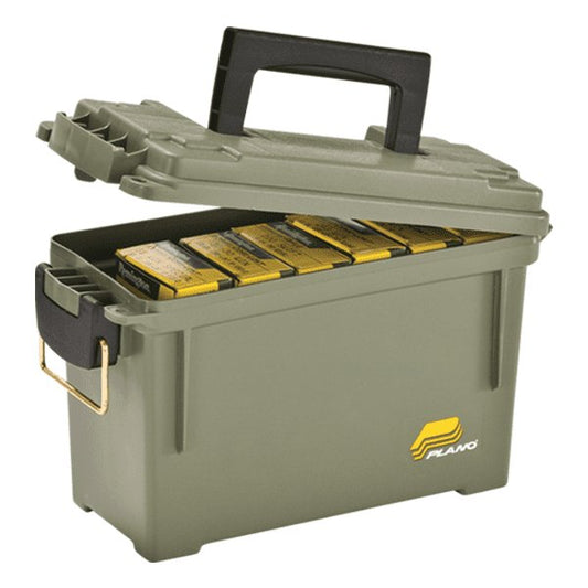 Plano Heavy Duty Field Ammunition Box, 11in x 5in x 7in, OD Green, Holds 6 to 8 Boxes of Ammunition